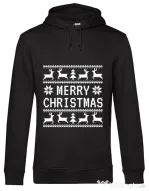 Hoodie barbat cu gluga Merry Christmas Ugly Sweater Negru