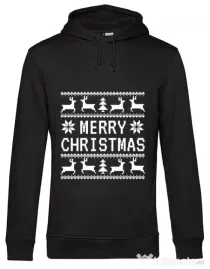 Hoodie barbat cu gluga Merry Christmas Ugly Sweater Negru