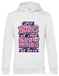 Hoodie barbat cu gluga Open books Alb