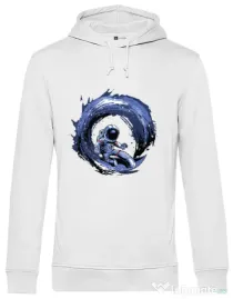 Hoodie barbat cu gluga Surfing in space Alb