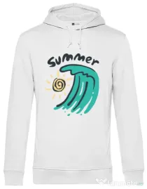 Hoodie barbat cu gluga Summer Beach Alb