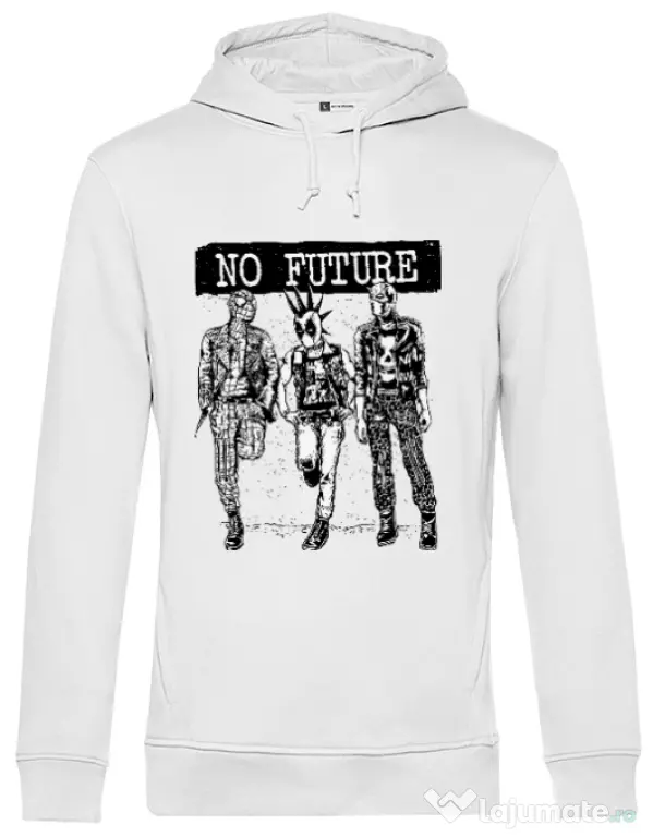 Hoodie barbat cu gluga No future Alb