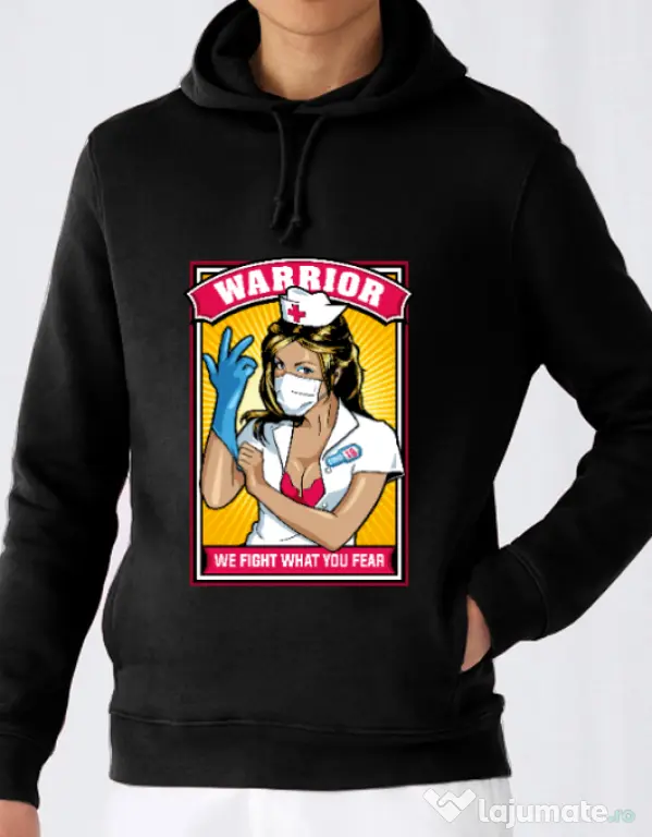 Hoodie barbat cu gluga Fight what we fear Negru