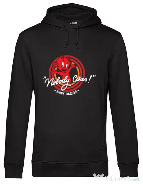 Hoodie barbat cu gluga Nobody cares Negru