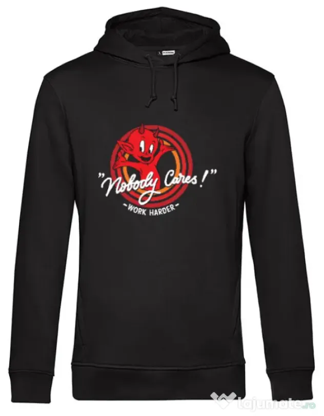 Hoodie barbat cu gluga Nobody cares Negru