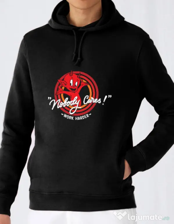 Hoodie barbat cu gluga Nobody cares Negru