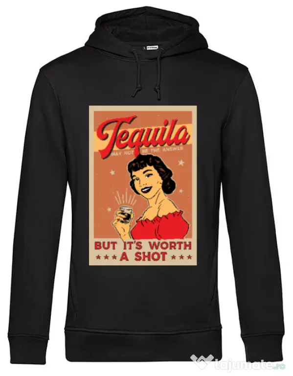 Hoodie barbat cu gluga Worth a shot Negru
