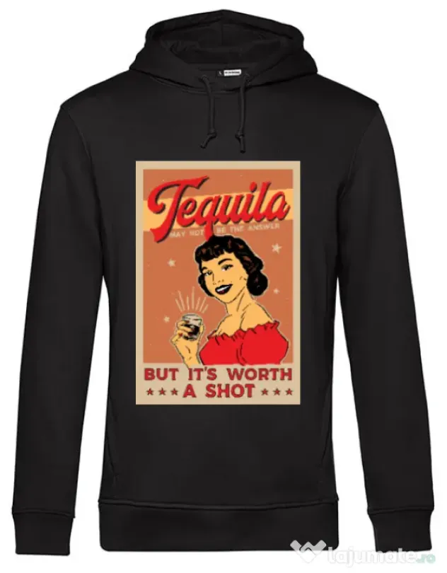 Hoodie barbat cu gluga Worth a shot Negru