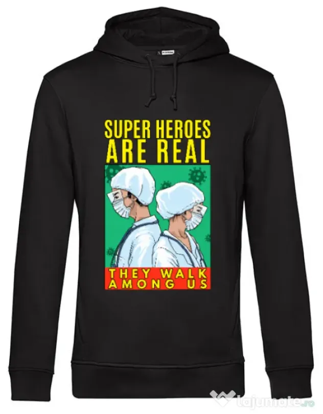 Hoodie barbat cu gluga Real super heroes Negru