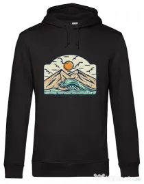 Hoodie barbat cu gluga Mountain and wave Negru