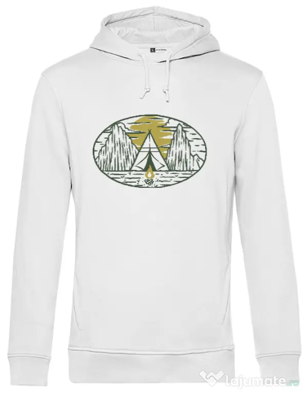 Hoodie barbat cu gluga Camp fire Alb