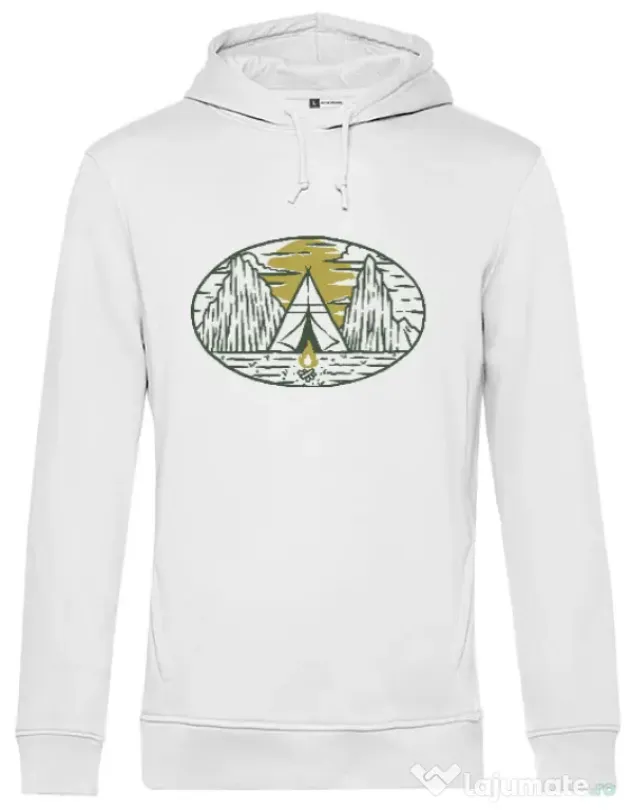Hoodie barbat cu gluga Camp fire Alb