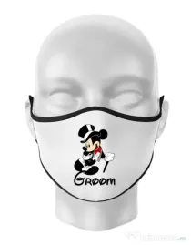 Masca personalizata reutilizabila Groom Mickey Alb
