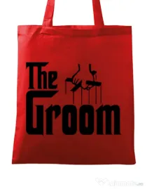 Sacosa personalizata Mire The groom Rosu