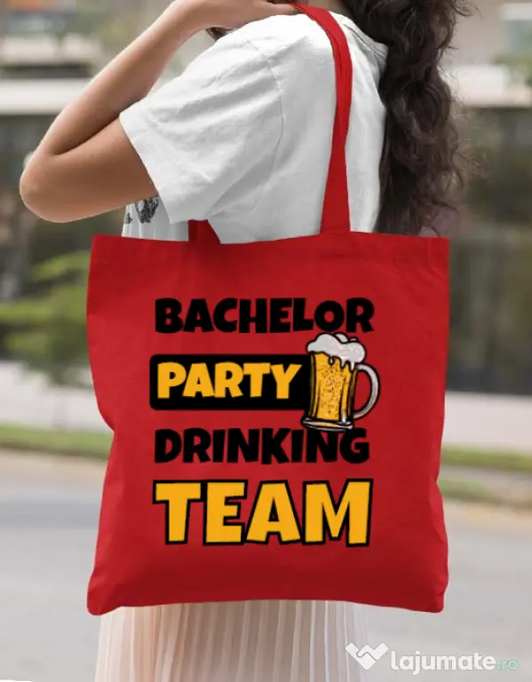 Sacosa personalizata Petrecerea burlacilor Bachelor Party Rosu