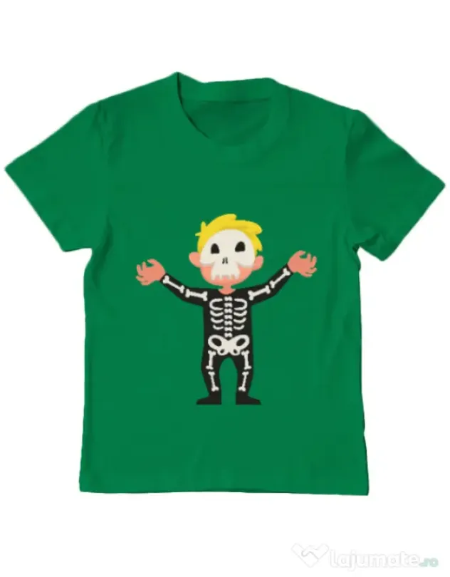 Tricou ADLER copil Halloween Skull Verde mediu