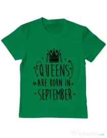 Tricou ADLER copil Queens are born in September Verde mediu