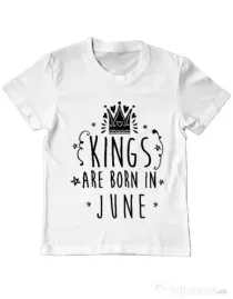 Tricou ADLER copil Kings are born in June Alb
