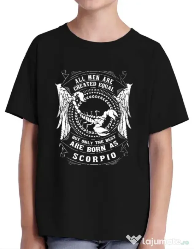 Tricou ADLER copil The best men are born as Scorpio Negru