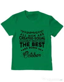 Tricou ADLER copil The best men are born in October Verde mediu