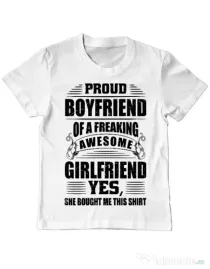 Tricou ADLER copil Proud boyfriend Alb