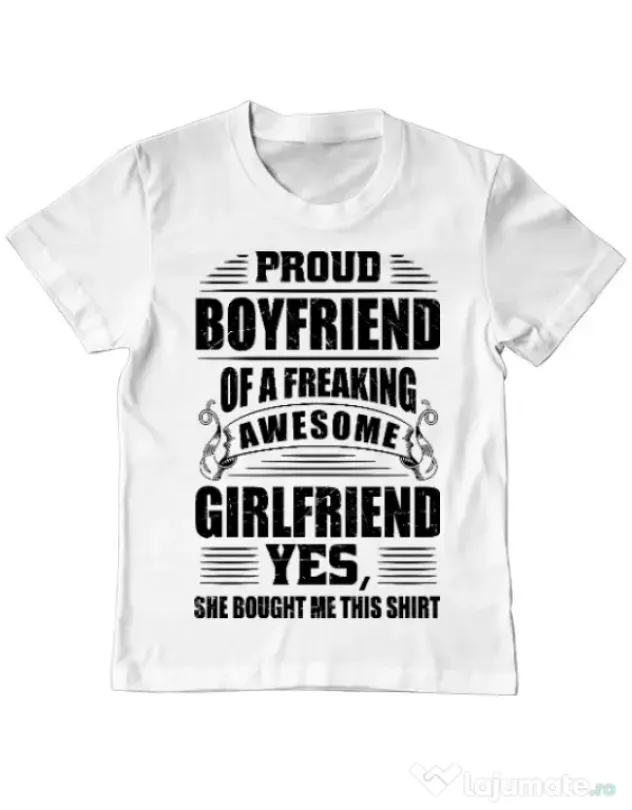 Tricou ADLER copil Proud boyfriend Alb