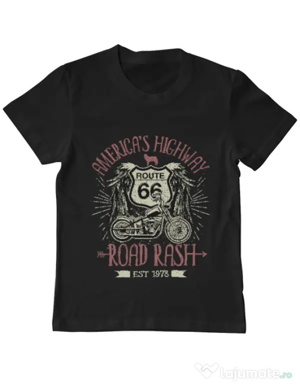Tricou ADLER copil Highway 66 Negru