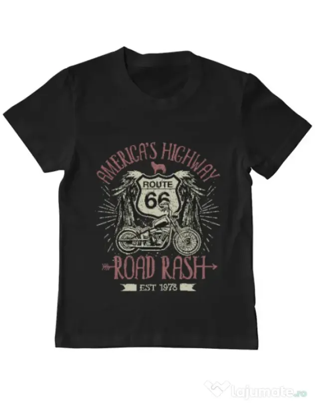 Tricou ADLER copil Highway 66 Negru