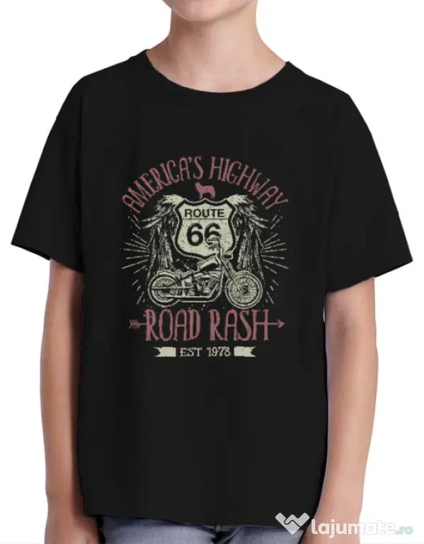 Tricou ADLER copil Highway 66 Negru