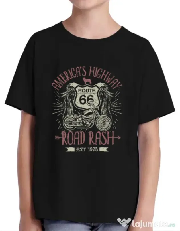 Tricou ADLER copil Highway 66 Negru