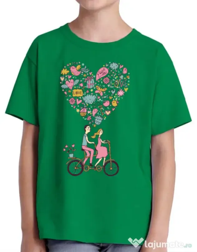 Tricou ADLER copil Love trip Verde mediu