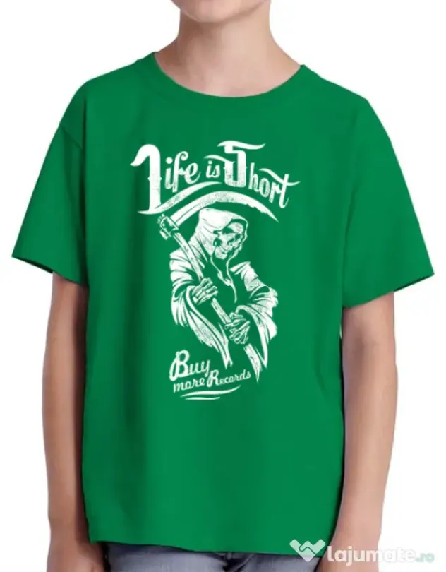 Tricou ADLER copil Life is short Verde mediu