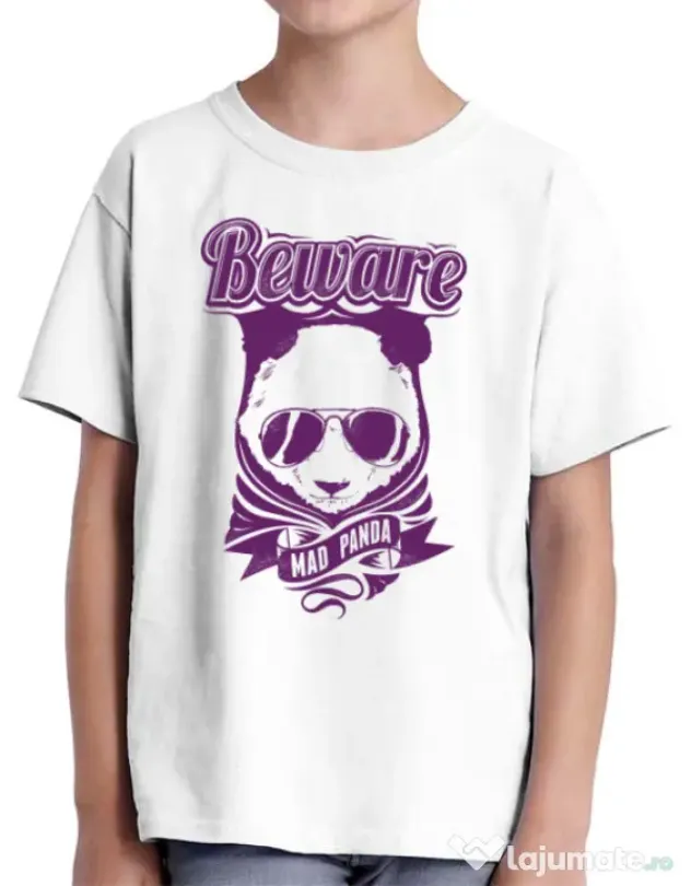Tricou ADLER copil Mad Panda Alb