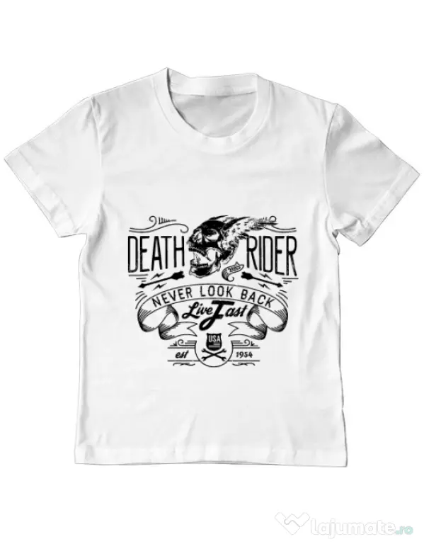 Tricou ADLER copil Never look back Alb
