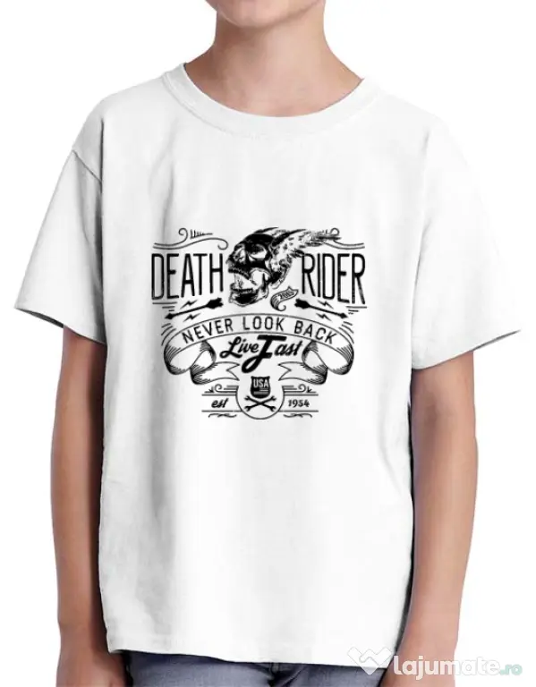 Tricou ADLER copil Never look back Alb