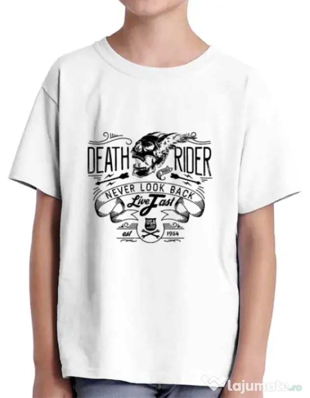 Tricou ADLER copil Never look back Alb