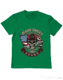 Tricou ADLER copil Blood sweat and gears Verde mediu