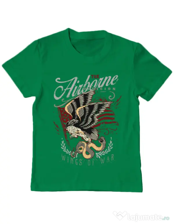 Tricou ADLER copil Wings of war Verde mediu