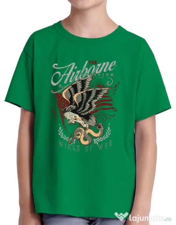 Tricou ADLER copil Wings of war Verde mediu