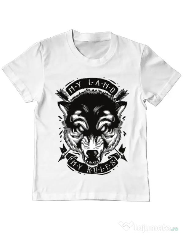 Tricou ADLER copil My Land My Rules Alb