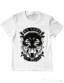 Tricou ADLER copil My Land My Rules Alb