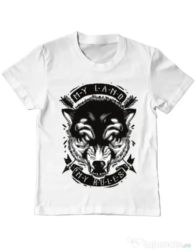 Tricou ADLER copil My Land My Rules Alb