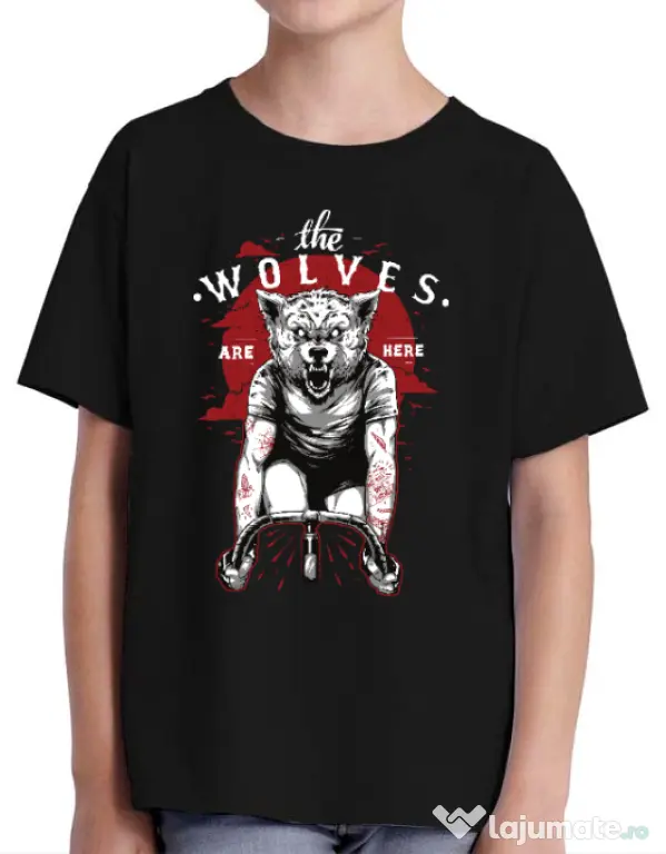 Tricou ADLER copil The wolves are here Negru