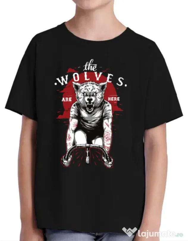 Tricou ADLER copil The wolves are here Negru