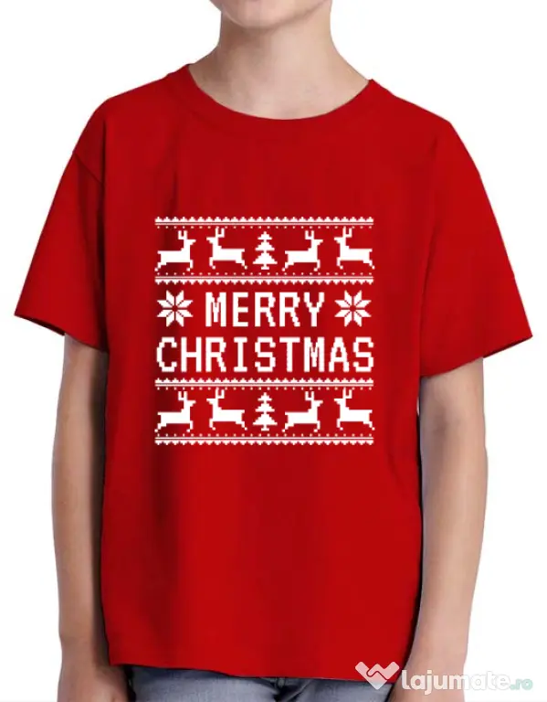Tricou ADLER copil Merry Christmas Ugly Sweater Rosu