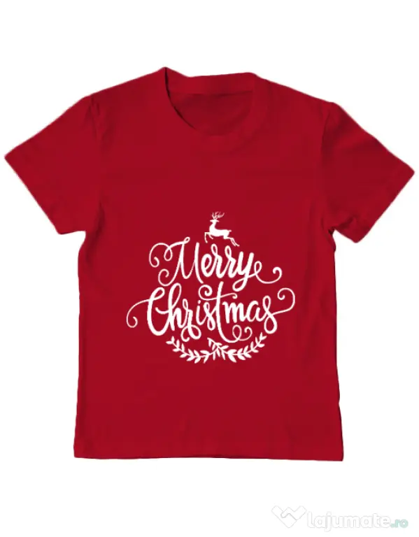 Tricou ADLER copil Merry Christmas Rosu