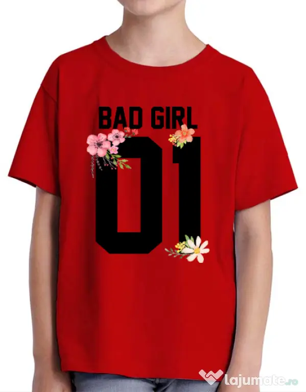 Tricou ADLER copil Bad girl Rosu