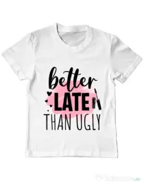 Tricou ADLER copil Better late than ugly Alb