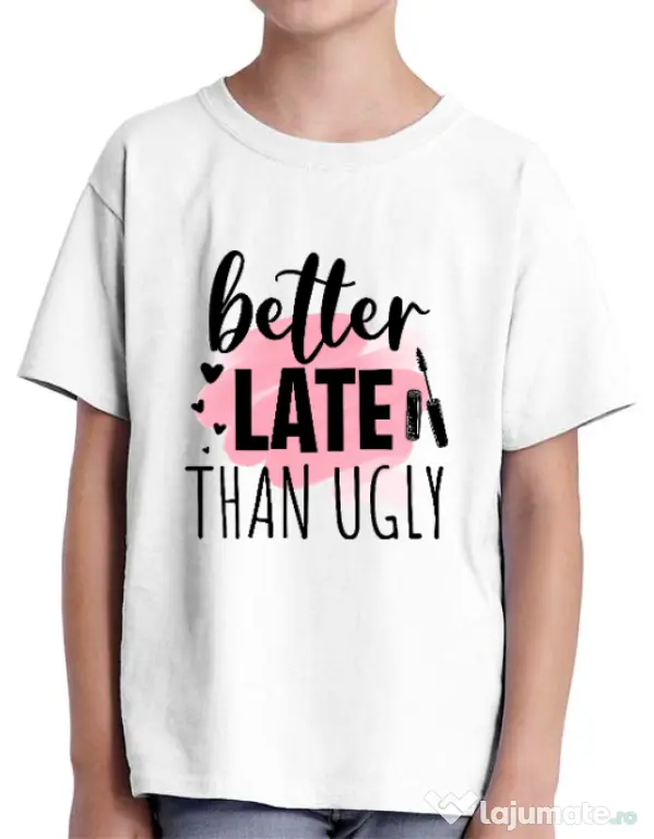 Tricou ADLER copil Better late than ugly Alb