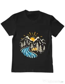 Tricou ADLER copil Camp river Negru